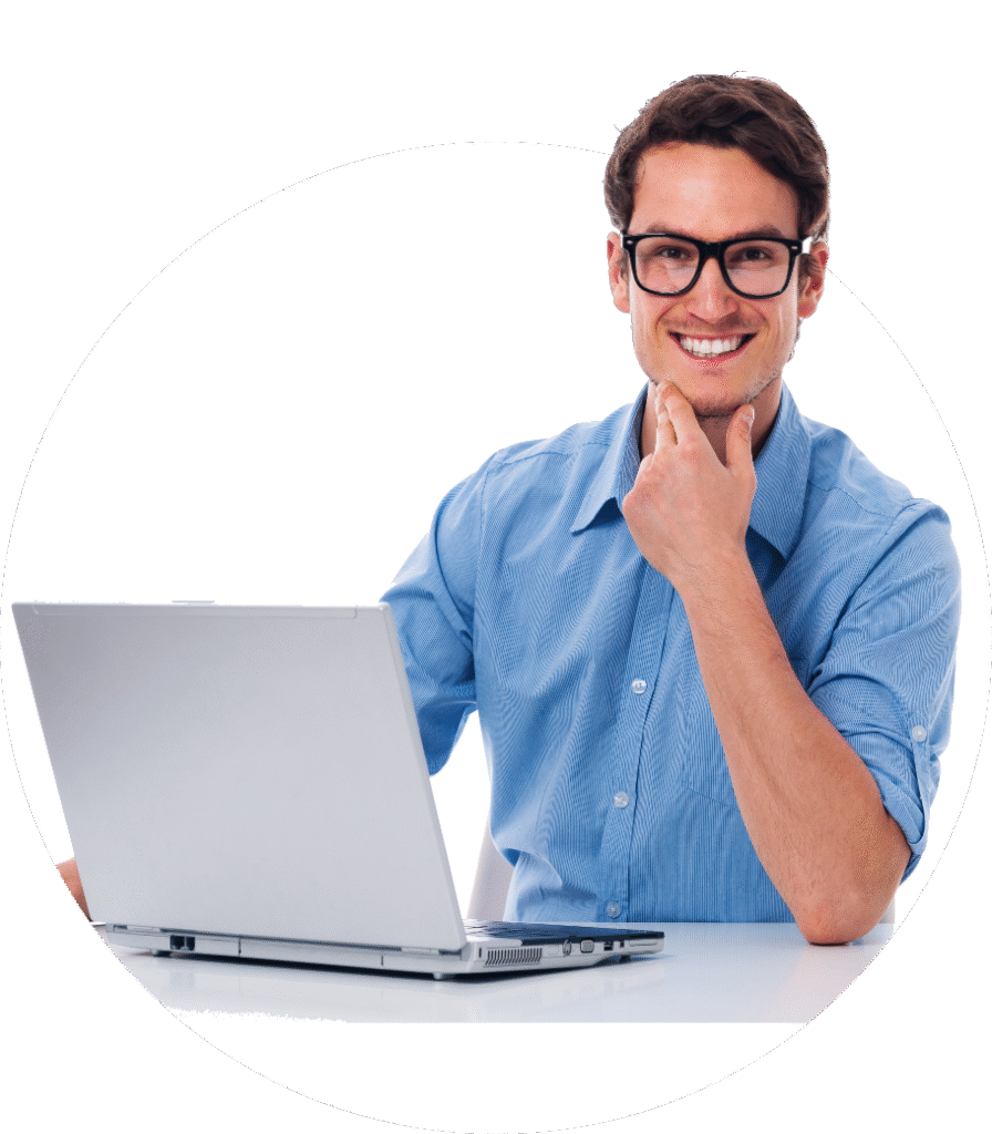 Professional using a laptop representing digital marketing services in Sharjah