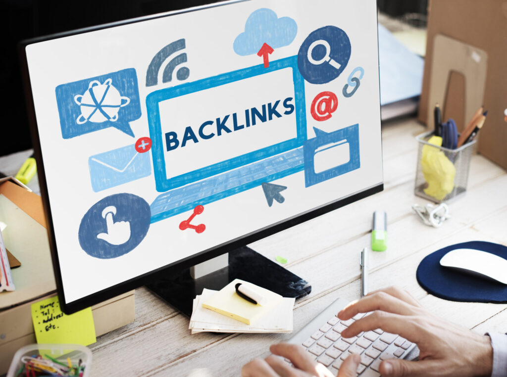 Off-page SEO and link building services with backlink strategy illustration